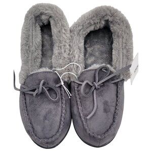 Sonoma Moccasin Slippers Supercozy  Gray Faux Fur Lined Womens Med Tags